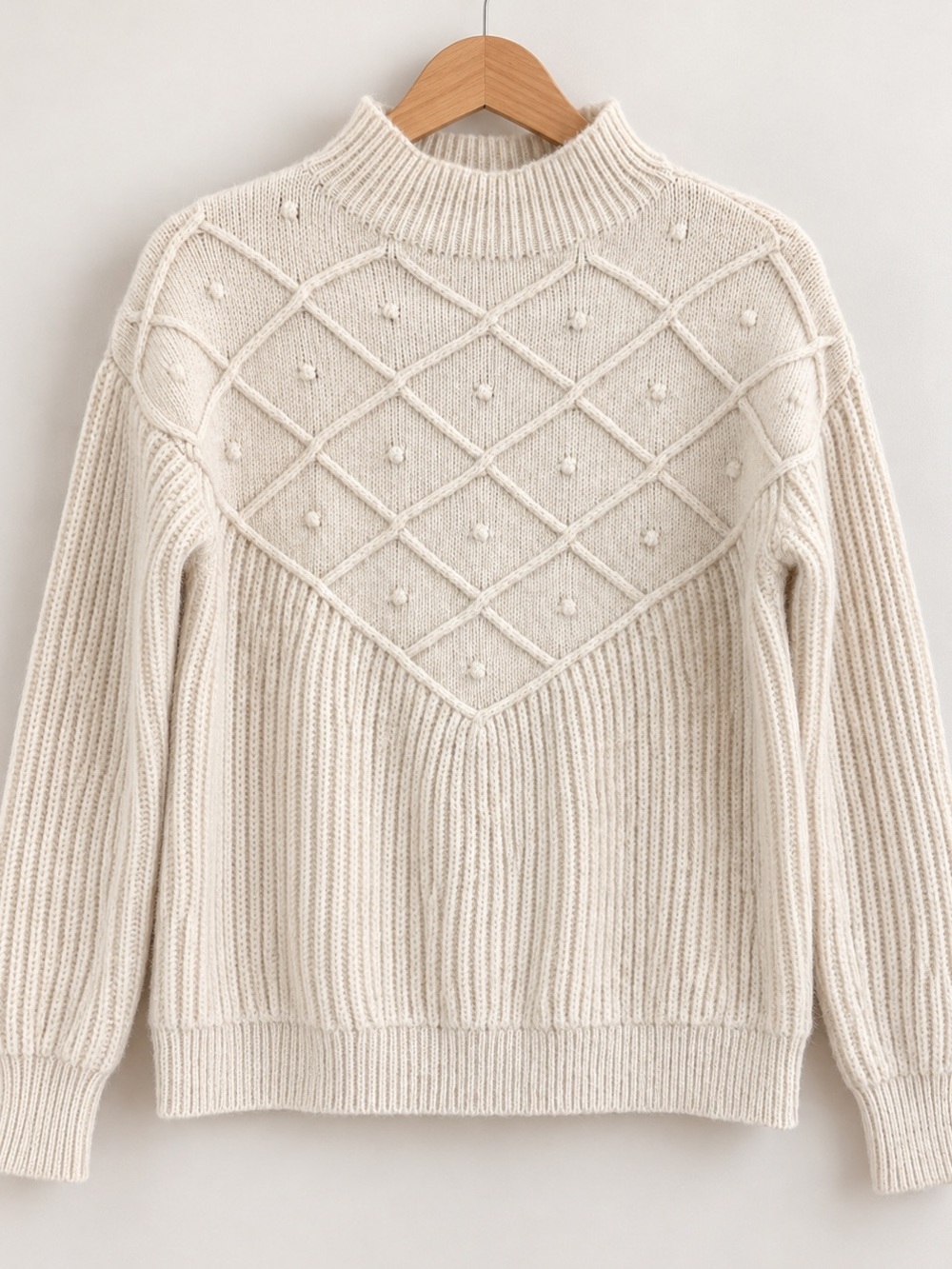 Truth by Republic Cream Cable Knit Mock Neck Sweater Size XS